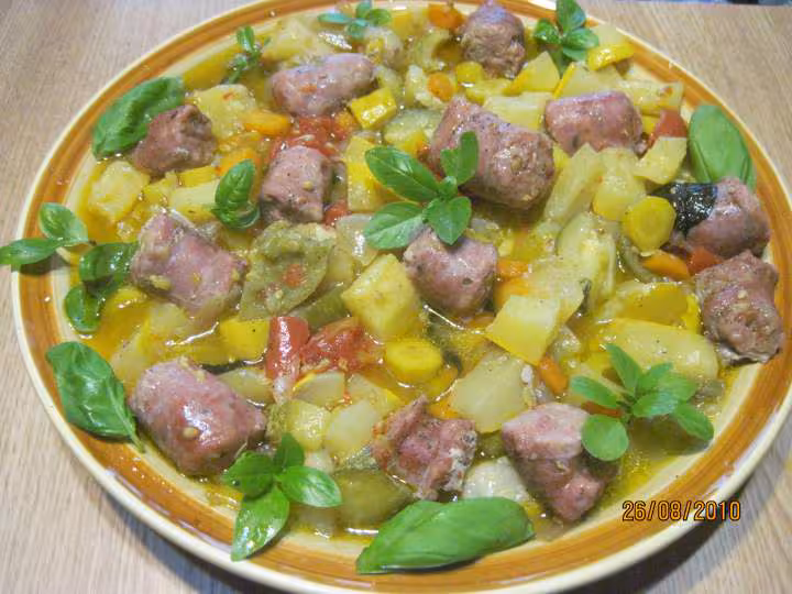 Saucisse roulee aux legumes de saison