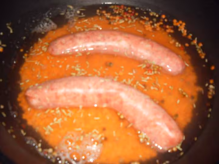 Saucisses aux lentilles orange