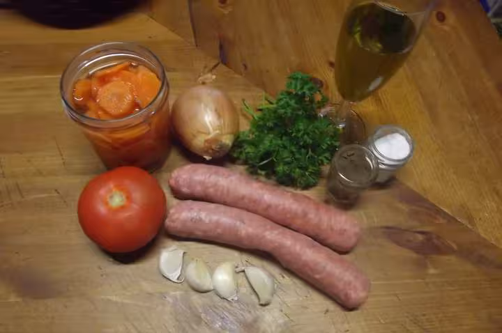 Saucisses de toulouse aux carottes