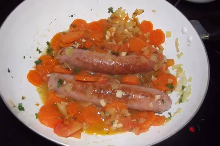 Saucisses de toulouse aux carottes