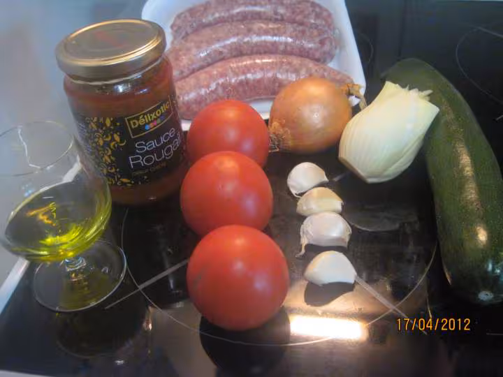 Saucisses de toulouse aux legumes sauce rougail