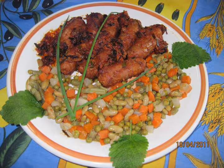 Saucisses de toulouse aux petits legumes