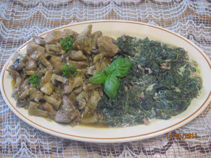 Saute de porc aux champignons epinard