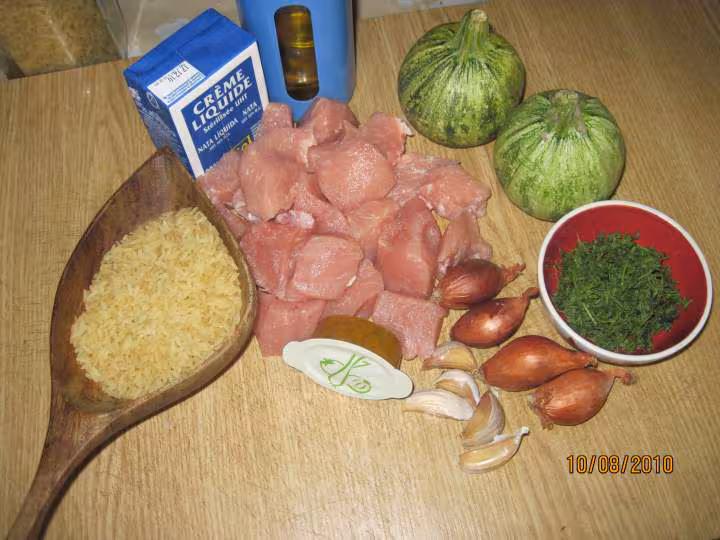 Saute de porc aux courgettes riz a la creme wok