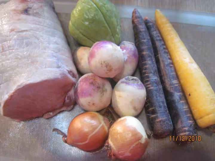 Saute de porc aux legumes en sauce creme