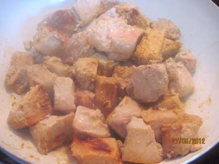 Saute de roti de porc aux legumes et cumin