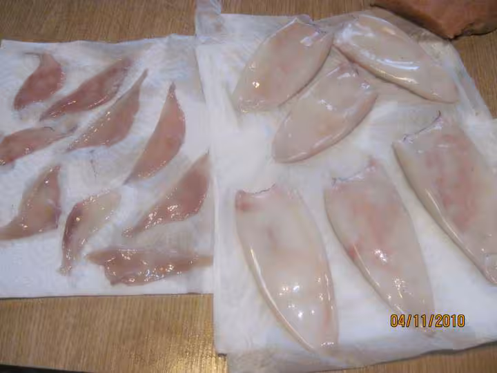 Seiches farcies cuits au vin blanc