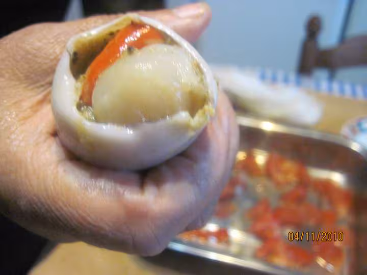 Seiches farcies cuits au vin blanc