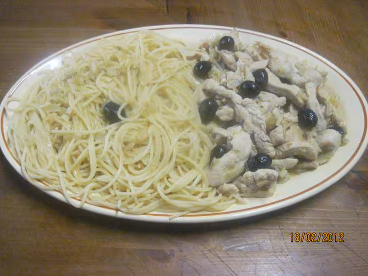 Spaghetti a l emince de dinde