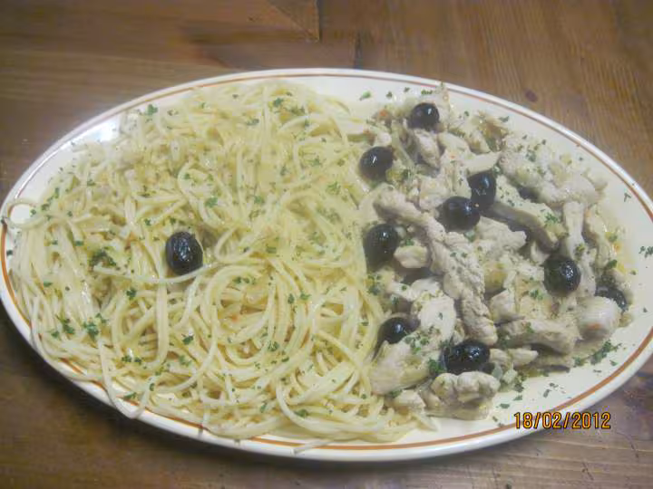Spaghetti a l emince de dinde