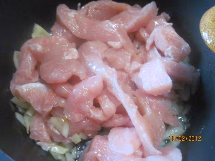 Spaghetti a l emince de dinde