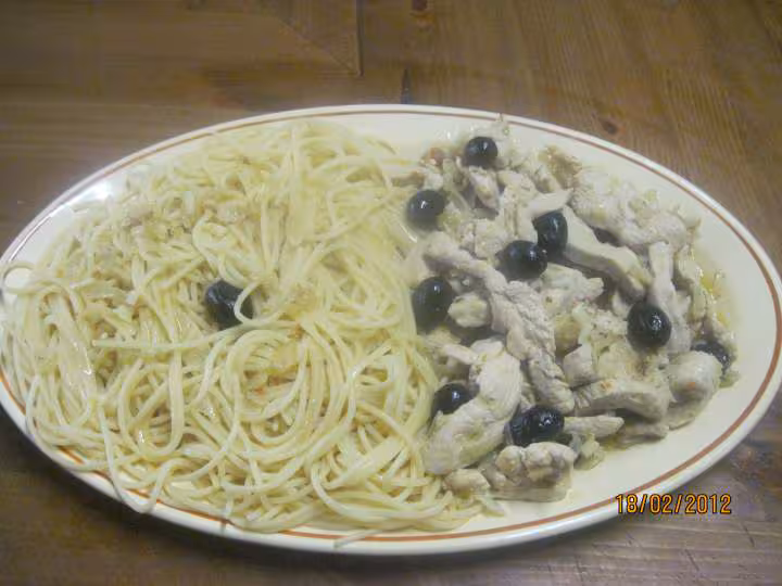 Spaghetti a l emince de dinde