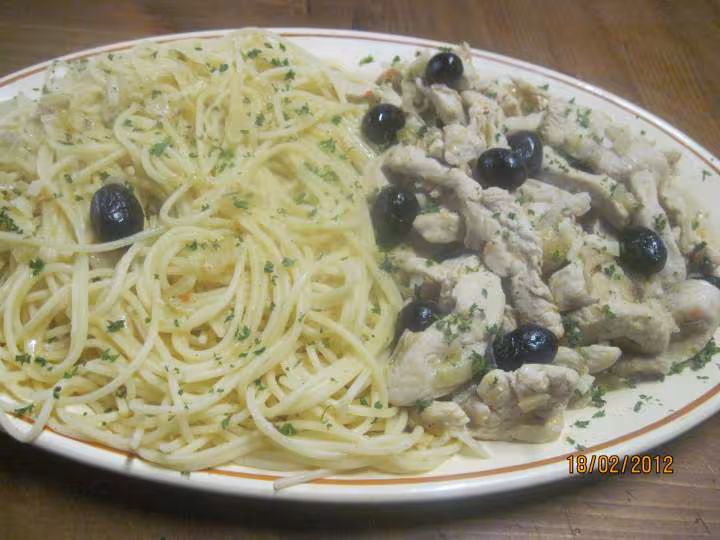 Spaghetti a l emince de dinde