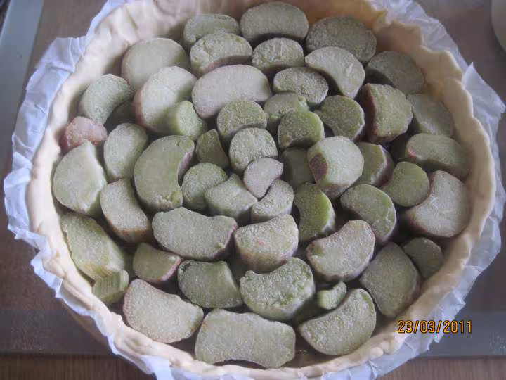 Tarte a la rhubarbe et creme fraiche