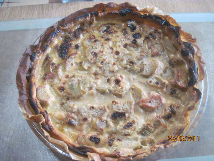 Tarte a la rhubarbe et creme fraiche