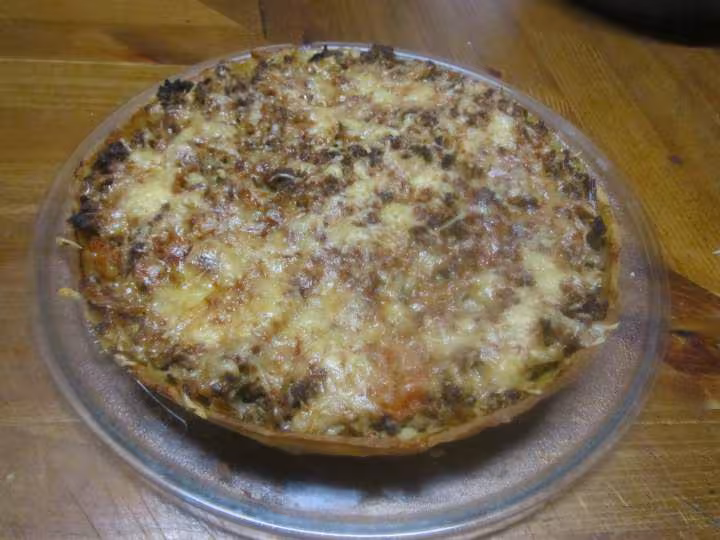 Tarte au boeuf hache et champignons
