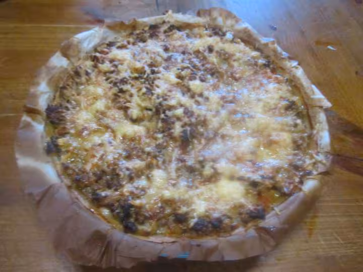 Tarte au boeuf hache et champignons