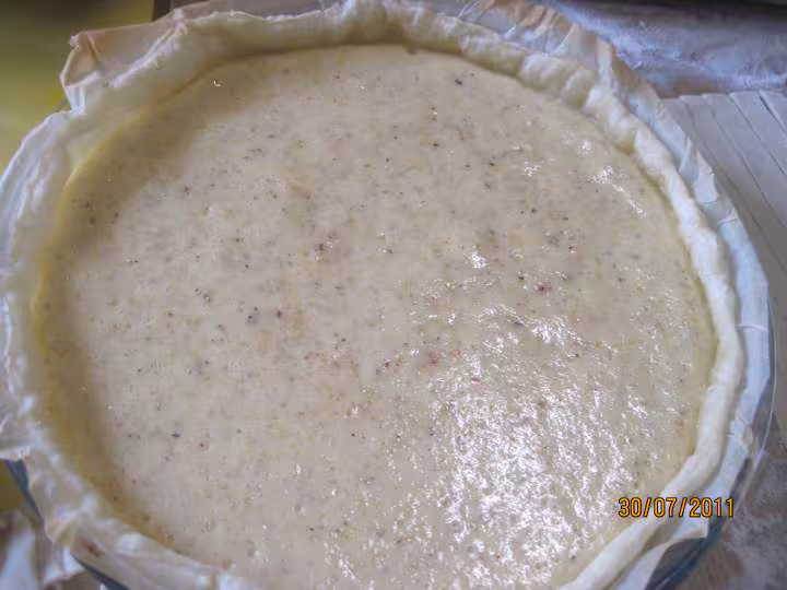 Tarte aux brugnons creme noisettes