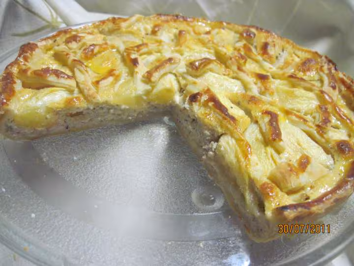 Tarte aux brugnons creme noisettes