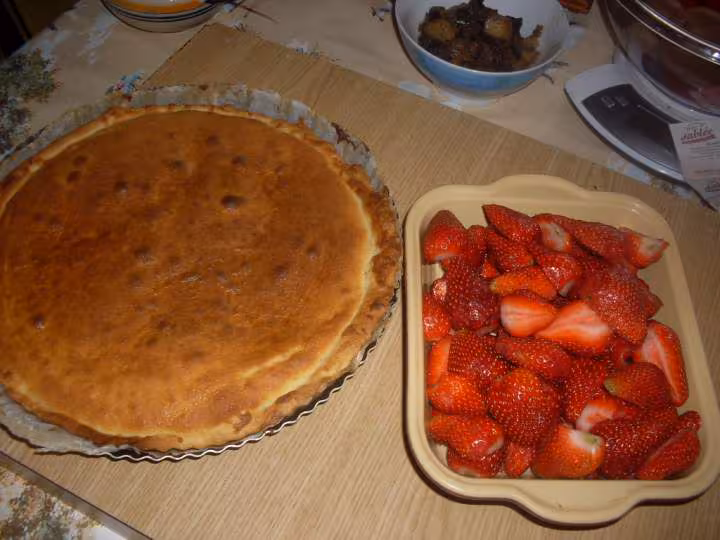 Tarte aux fraises a la creme d amandes