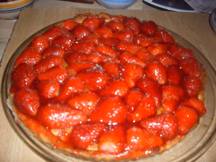 Tarte aux fraises a la creme d amandes