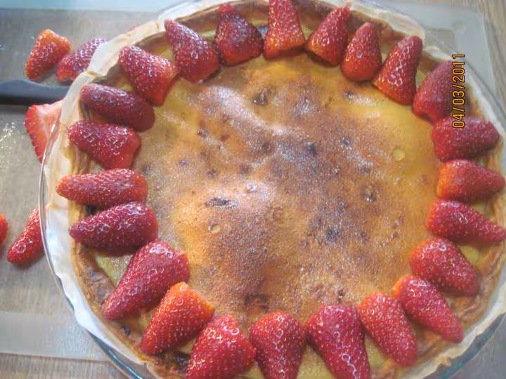 Tarte aux fraises au lait concentre