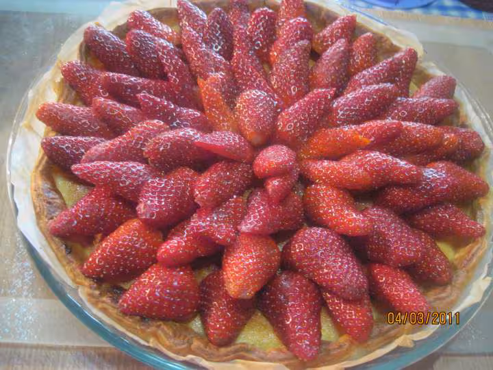 Tarte aux fraises au lait concentre