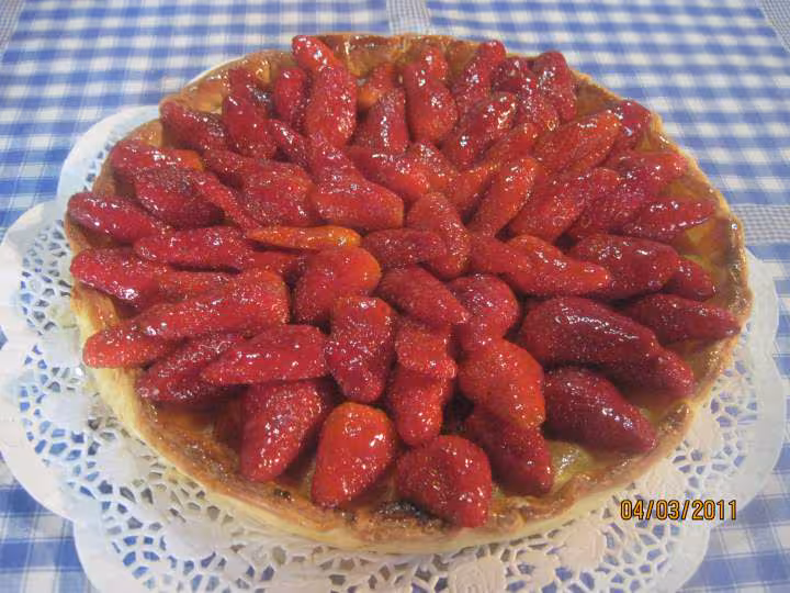 Tarte aux fraises au lait concentre