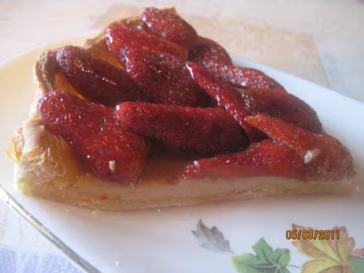 Tarte aux fraises au lait concentre