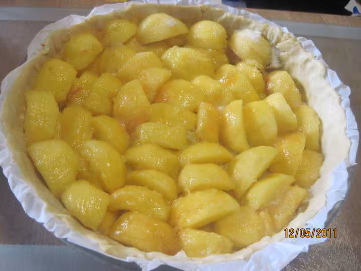 Tarte aux peches jaunes nature
