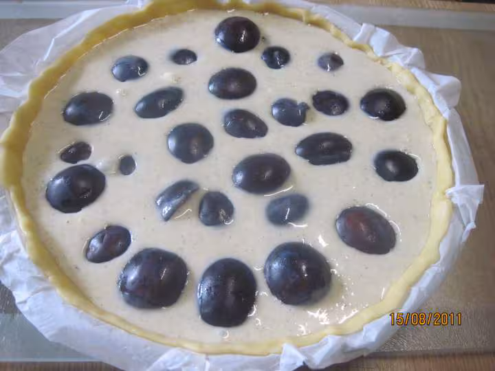 Tarte aux quetsches a la creme vanille