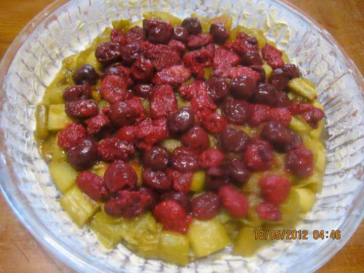 Tatin a la rhubarbe et fruits rouges