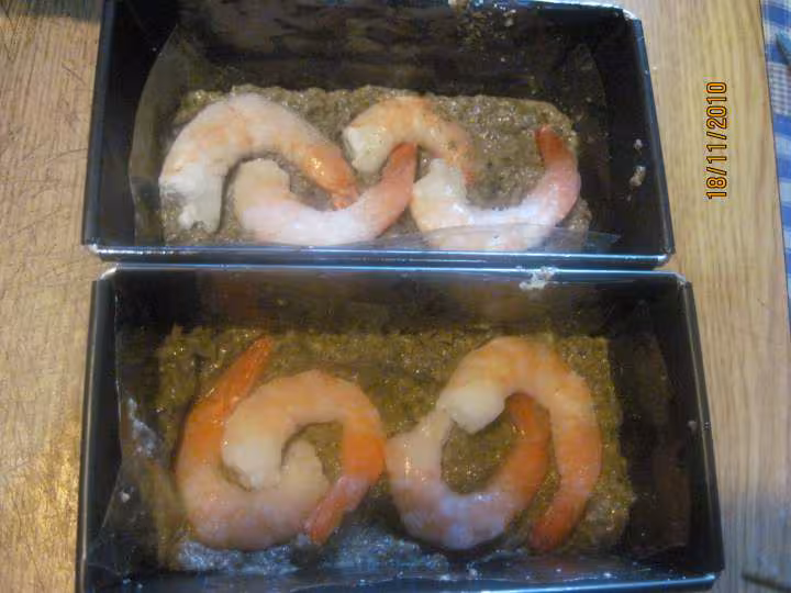 Terrines de champignons et crevettes