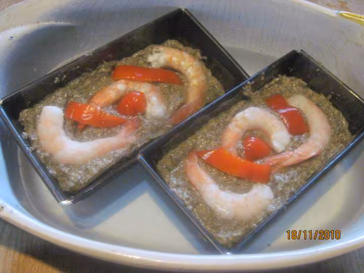 Terrines de champignons et crevettes
