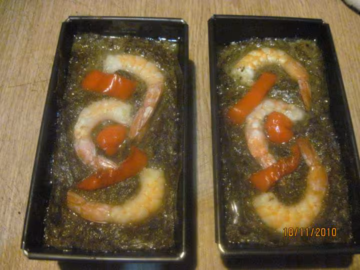 Terrines de champignons et crevettes