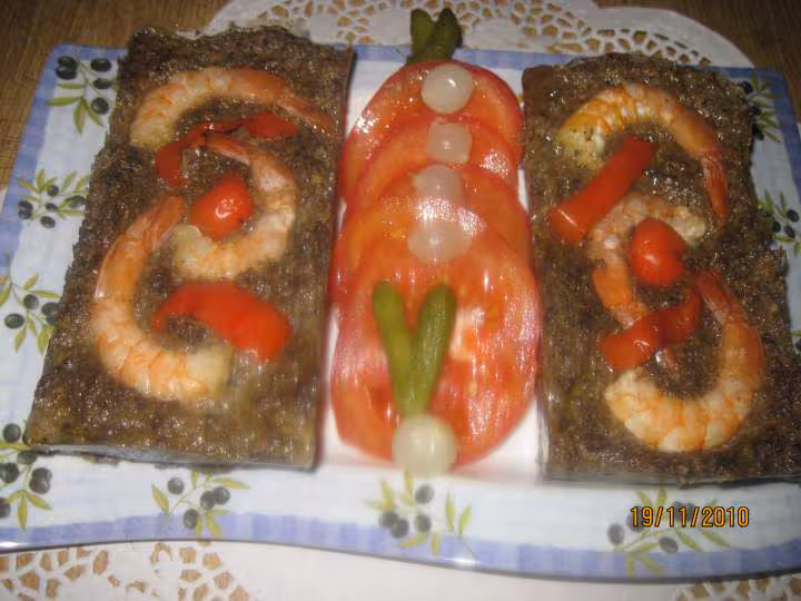 Terrines de champignons et crevettes