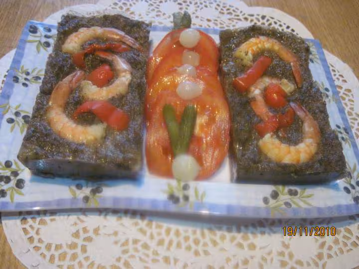 Terrines de champignons et crevettes