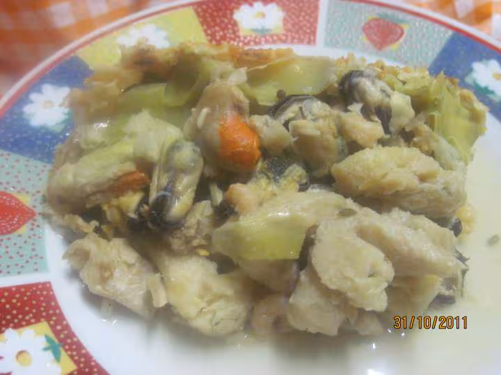 Timbale de morue aux fruits mer gratine