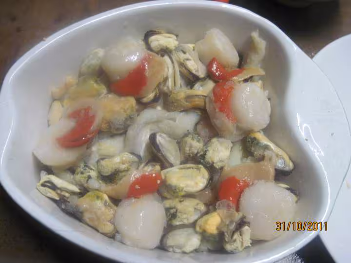 Timbale de morue aux fruits mer gratine