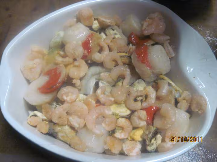 Timbale de morue aux fruits mer gratine