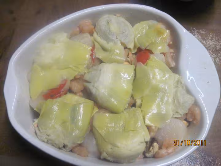 Timbale de morue aux fruits mer gratine