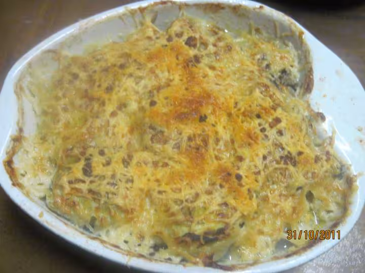 Timbale de morue aux fruits mer gratine