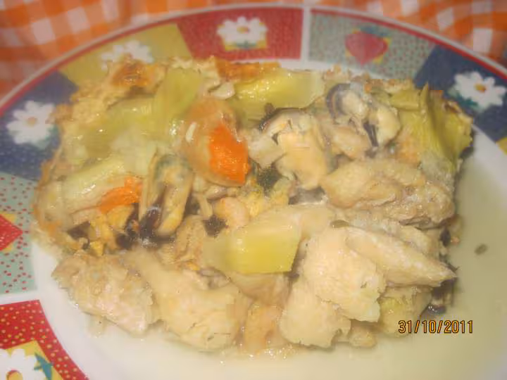 Timbale de morue aux fruits mer gratine