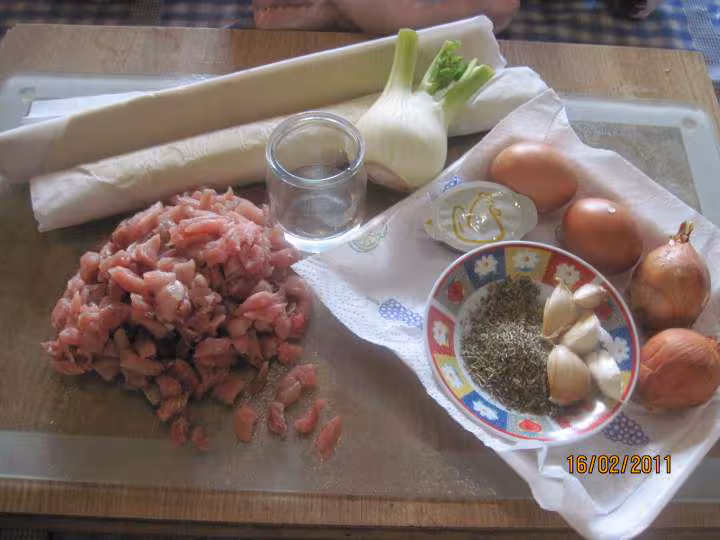Tourte a la viande de porc et fenouil