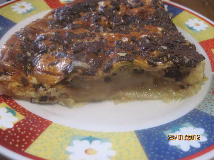 Tourte aux pommes et kiwis au copeaux de chocolat