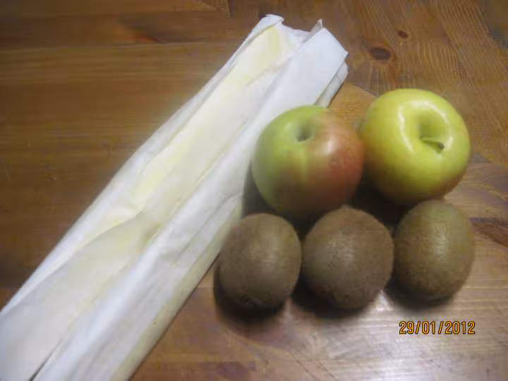 Tourte aux pommes et kiwis au copeaux de chocolat