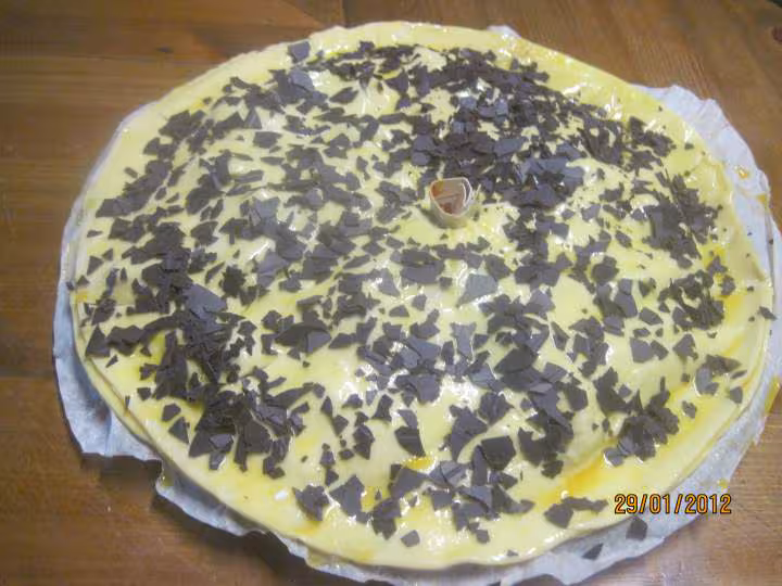 Tourte aux pommes et kiwis au copeaux de chocolat