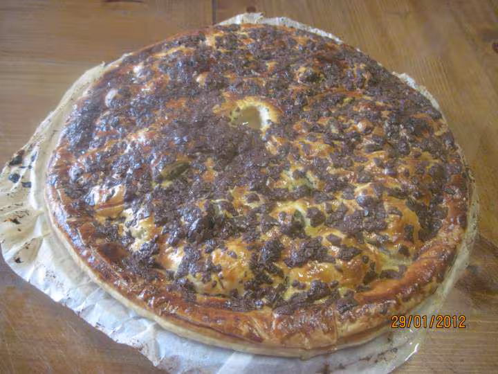 Tourte aux pommes et kiwis au copeaux de chocolat