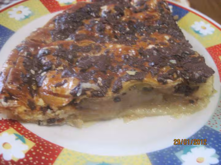 Tourte aux pommes et kiwis au copeaux de chocolat