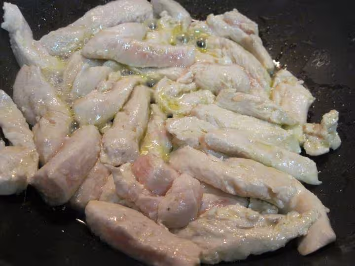 Tranches de poulet aux champignons et basilic